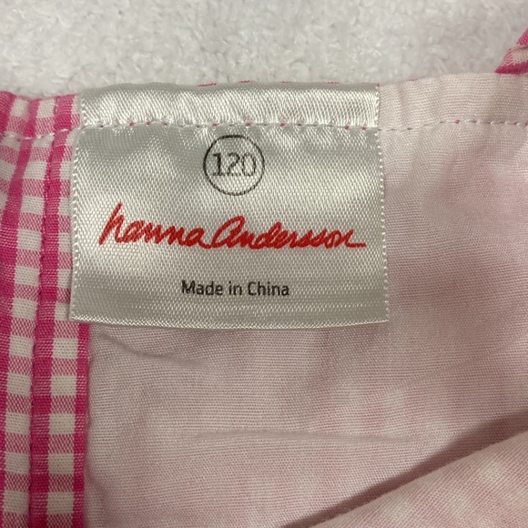 Hanna Andersson pink gingham embroidered flower sundress cotton size 120 6/7 - Picture 9 of 10